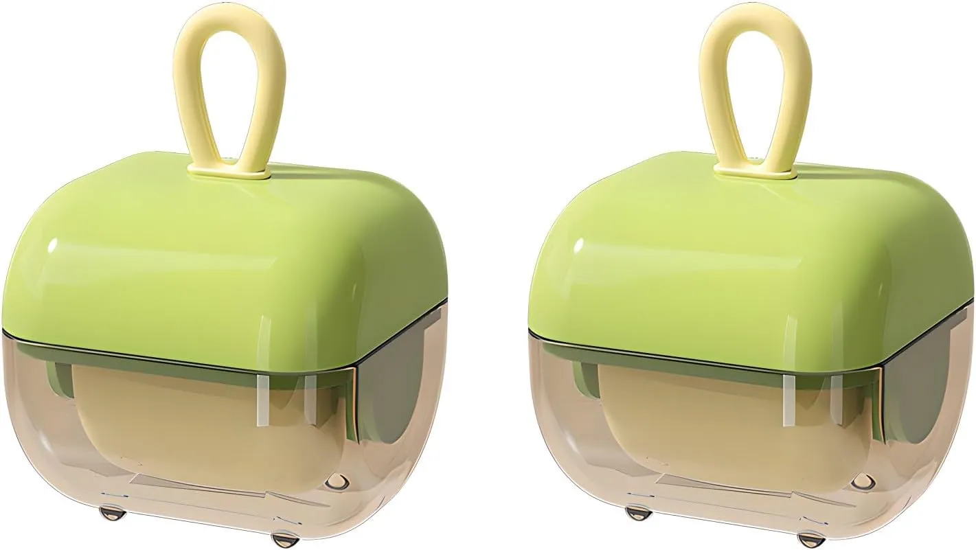 Reusable Lint Roller Washable Mini Sticky Roller Portable Remover for Clothes, Sofa, Car & Travel Pet Hair Removal Tool (Green 2Pack)