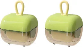 Reusable Lint Roller Washable Mini Sticky Roller Portable Remover for Clothes, Sofa, Car & Travel Pet Hair Removal Tool (Green 2Pack)