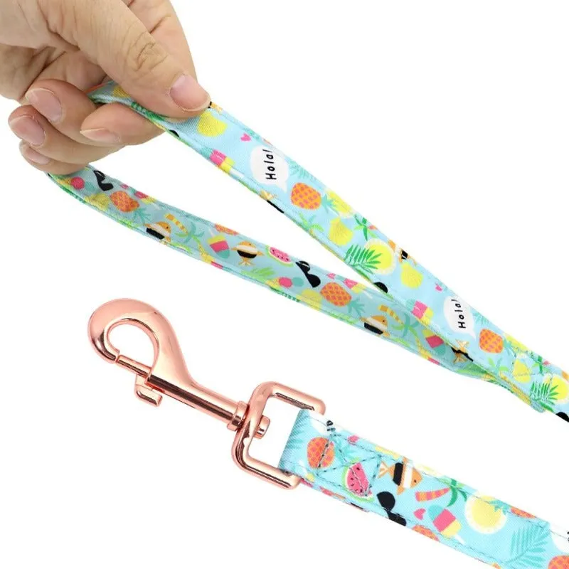 Summer Vacation Dog Harness, Collar & Leash Set  | Personalized Free