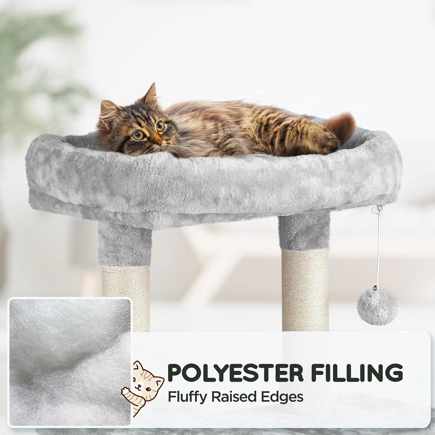 Topeakmart 63in Cat Tree, Large Cat Tower Furniture with Cat Condo, Padded Platform & Sisal-Covered Scratching Post, Stable Cat Tower Pet Play House