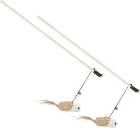Totority Interactive Cat Teaser Wand Cotton Rope Wood Cat Mice Toys for Self-Play
