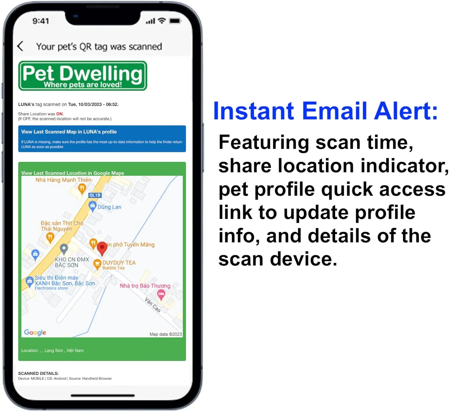 Ultra Lightweight Pet ID Tag for Small Dogs & Cats  Online Pet Profile, Instant Profile Access, & Scan Location Alerts (Bone Pink)