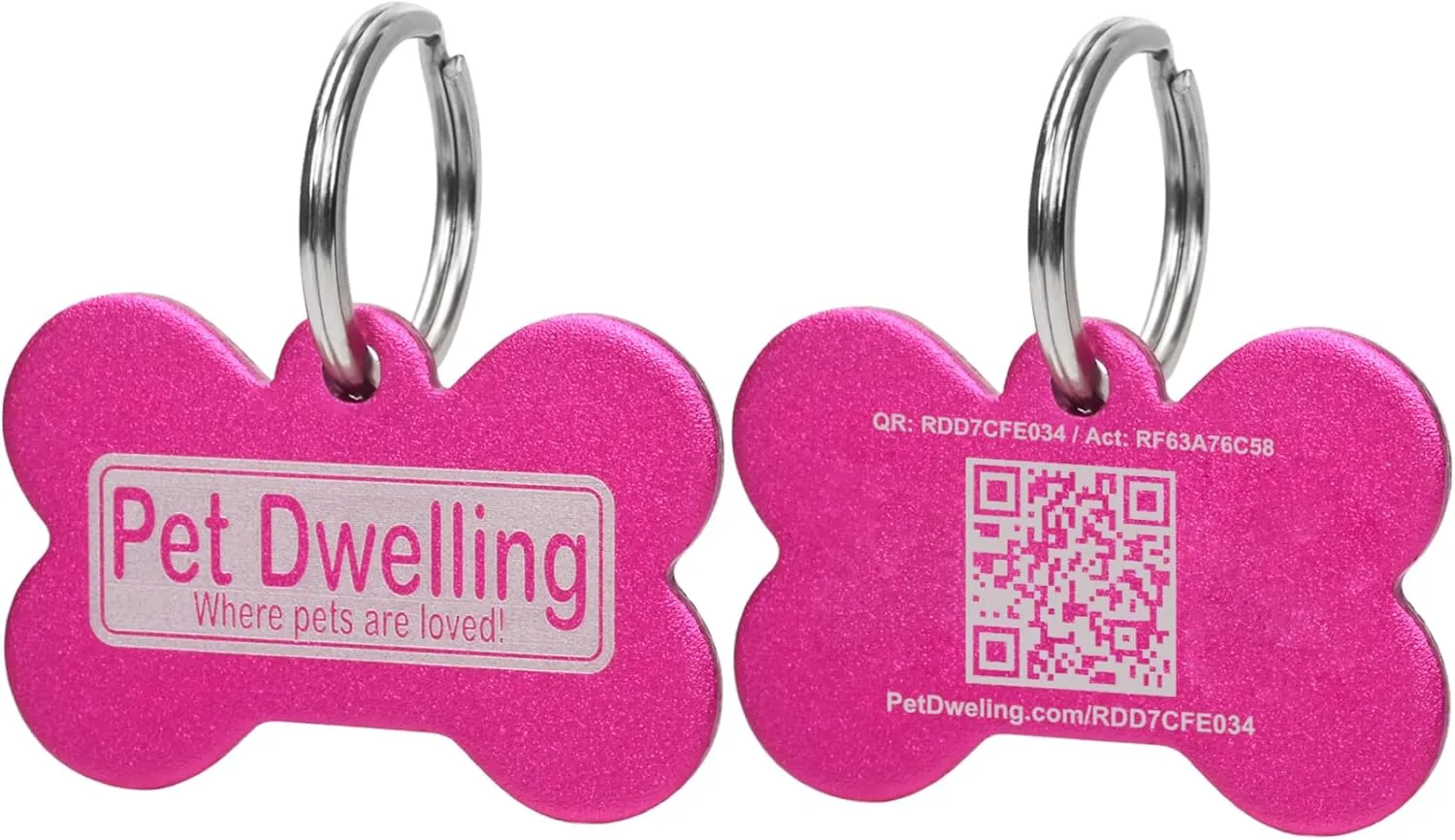 Ultra Lightweight Pet ID Tag for Small Dogs & Cats  Online Pet Profile, Instant Profile Access, & Scan Location Alerts (Bone Pink)