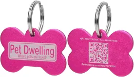 Ultra Lightweight Pet ID Tag for Small Dogs & Cats  Online Pet Profile, Instant Profile Access, & Scan Location Alerts (Bone Pink)