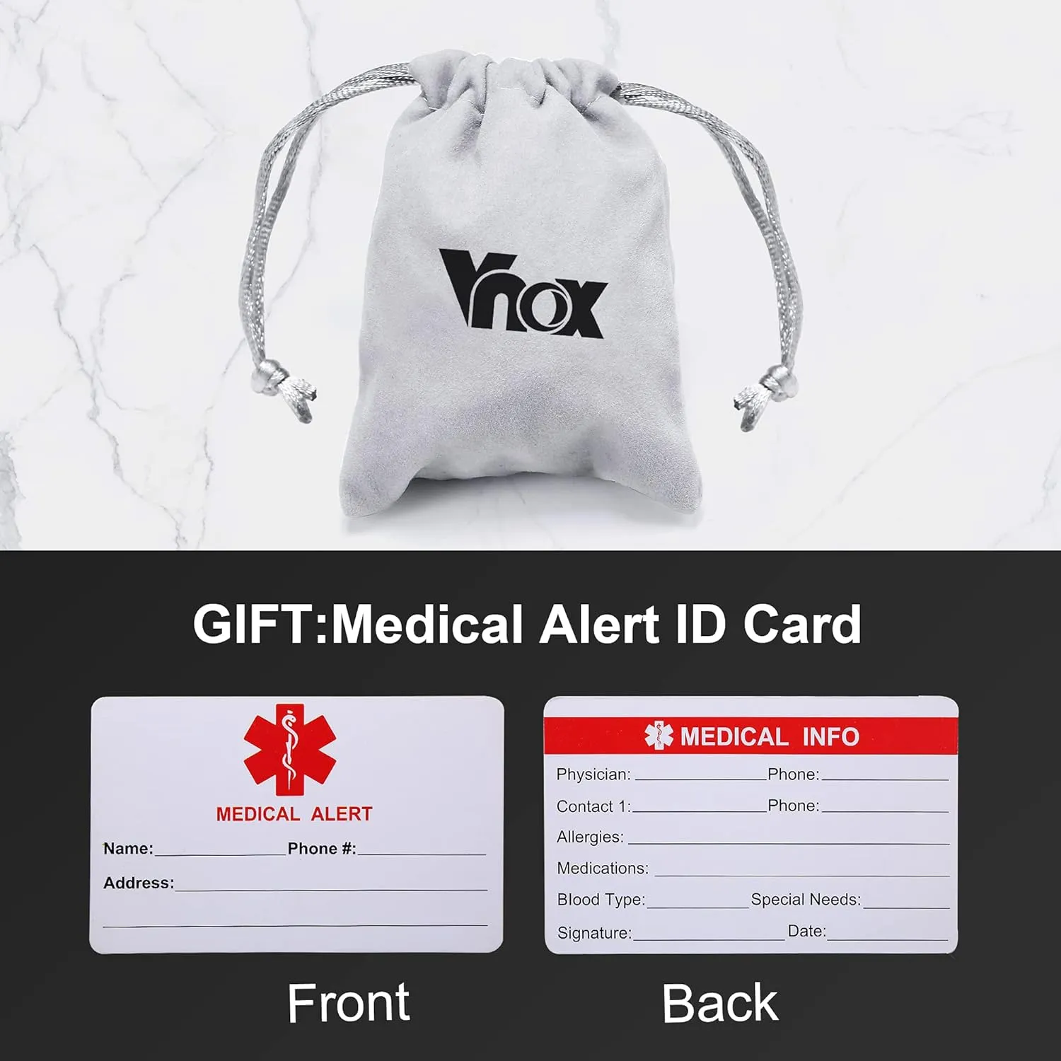 VNOX Personalized Engraving Stainless Steel Medical Alert ID Heart Pendant Necklace for Women Girls