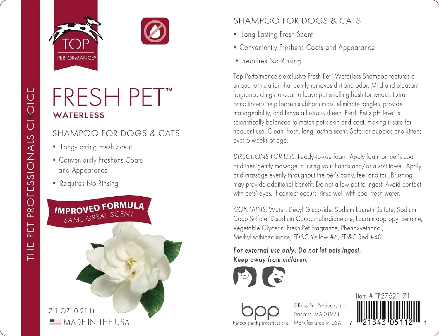 Waterless Shampoo for Dogs and Cats Travel Show Dog Mobile Groom Convenient Foam (7.1 oz Fresh Pet)