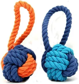 XPangle Dog Ball Toy,Dog Interactive Rope Chew Toys Durable Teeth Throw and Tug War Plays for Medium to Large Breeds and Puppies(Orange)