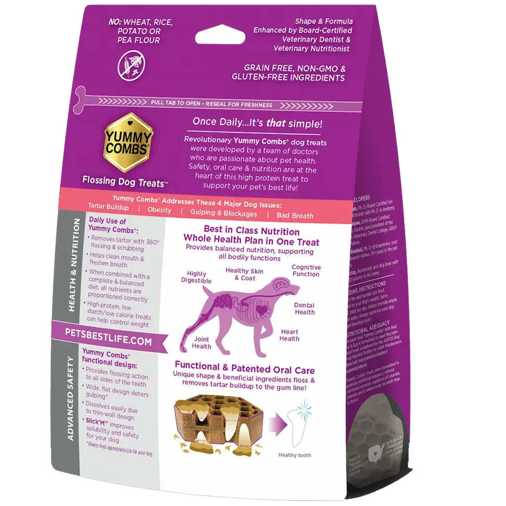 Yummy Combs Premium Dog Treats, Fish and Egg Allergy Relief, Small, 21 Count